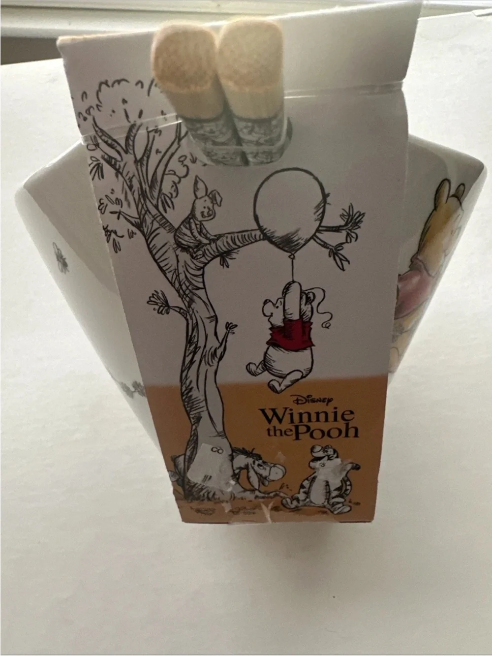Disney White Eeyore Ceramic Serving Bowl with Chopsticks